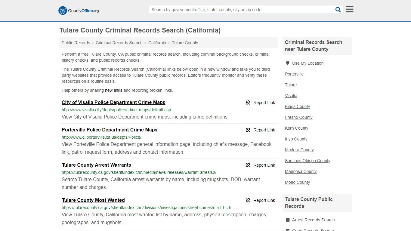Criminal Records Search - Tulare County, CA (Arrests, Jails & Most ...