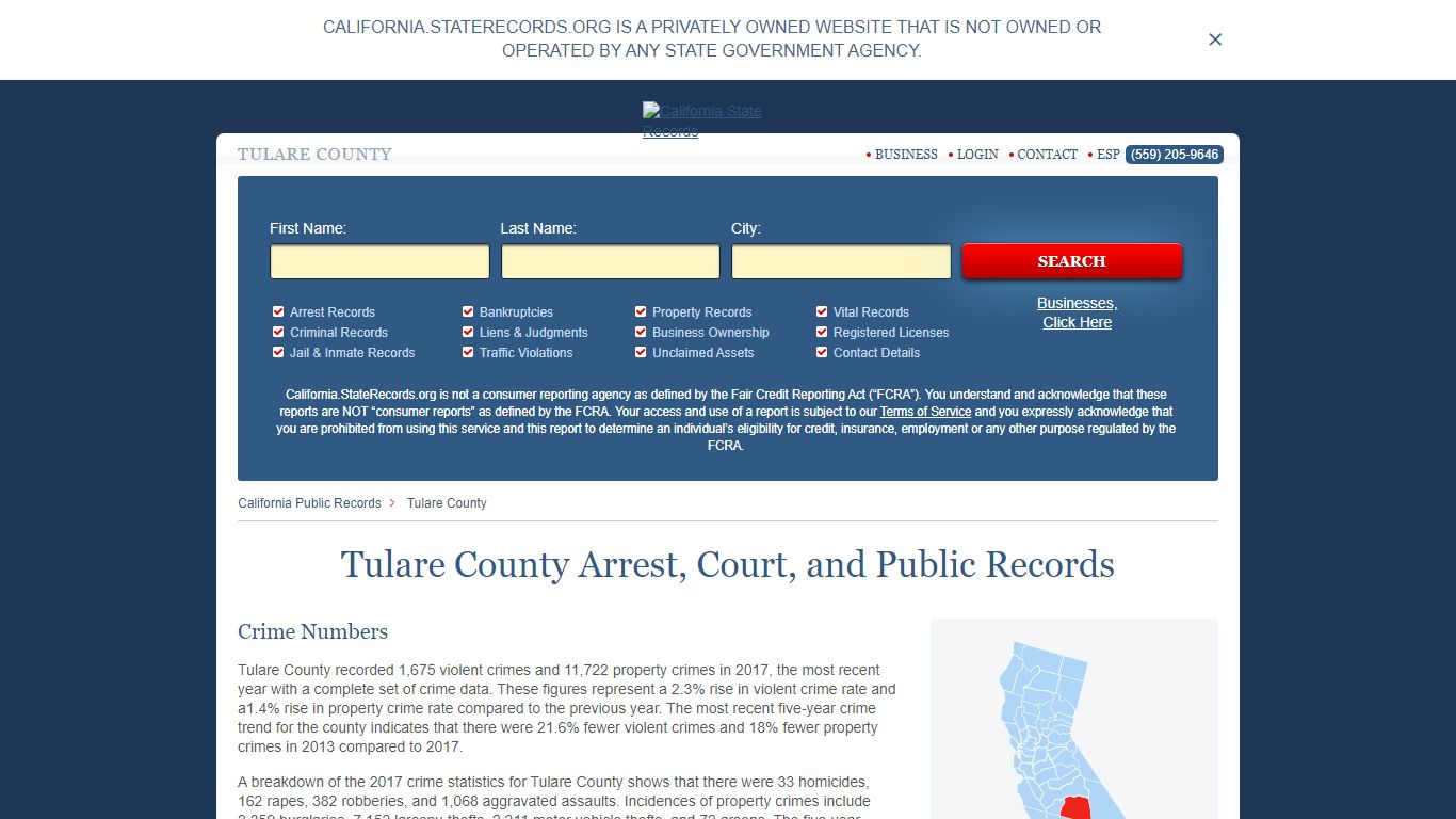 Tulare County Arrest, Court, and Public Records